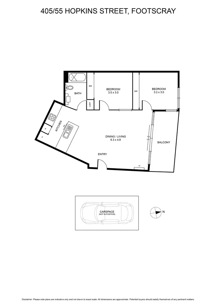 Floorplan of Homely apartment listing, 405/55 Hopkins Street, Footscray VIC 3011