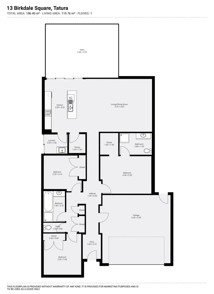 Floorplan of Homely house listing, 13 Birkdale Square, Tatura VIC 3616