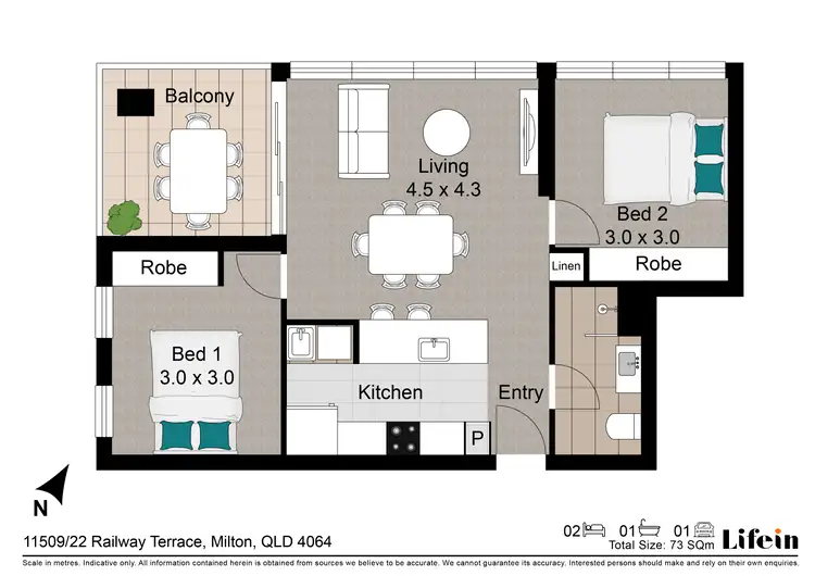 Floorplan of Homely apartment listing, 11509/22-36 Railway Terrace, Milton QLD 4064