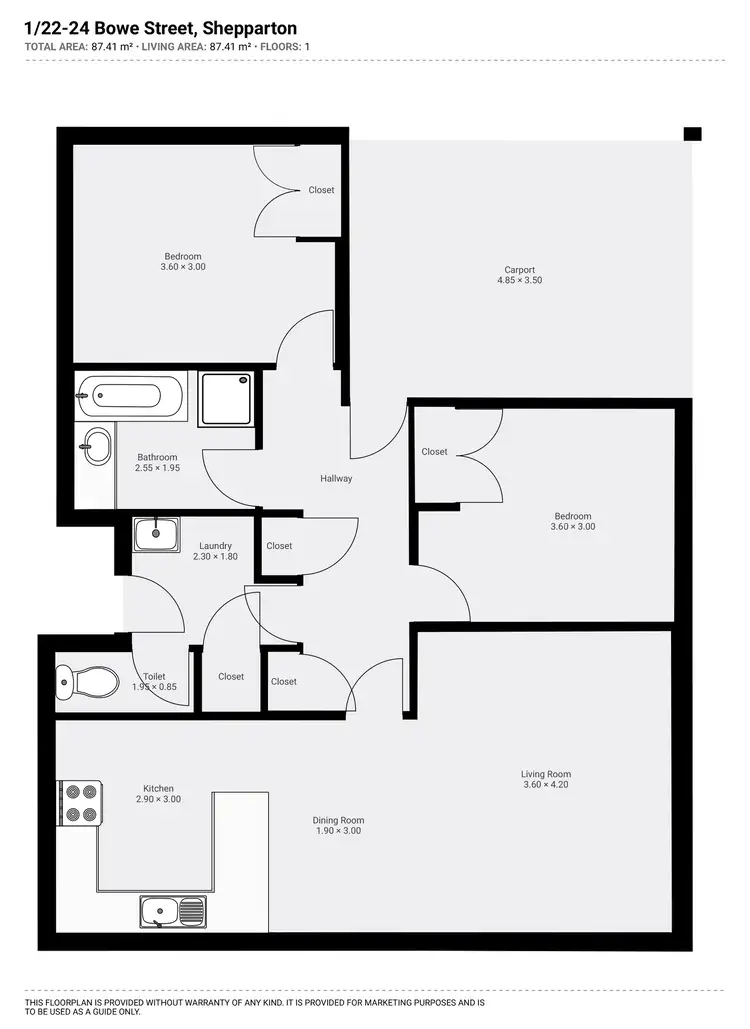 Floorplan of Homely unit listing, 1/22-24 Bowe Street, Shepparton VIC 3630