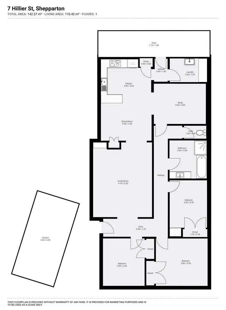 Floorplan of Homely house listing, 7 Hillier Street, Shepparton VIC 3630