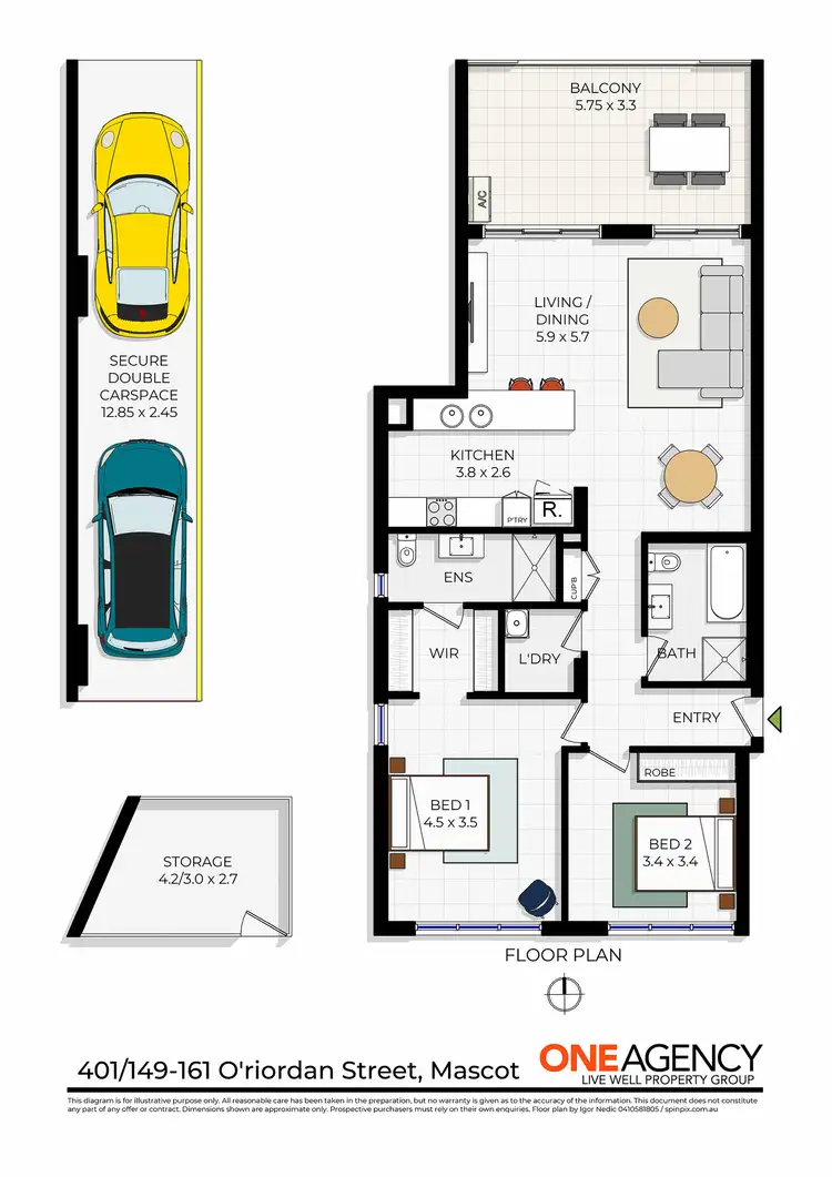 Floorplan of Homely apartment listing, 401/149-161 O'Riordan Street, Mascot NSW 2020