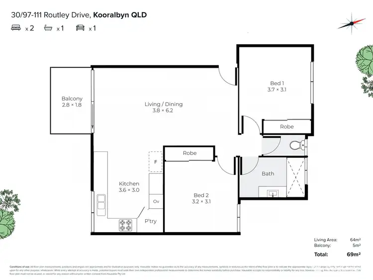 Floorplan of Homely unit listing, 30/97-111 Routley Drive, Kooralbyn QLD 4285