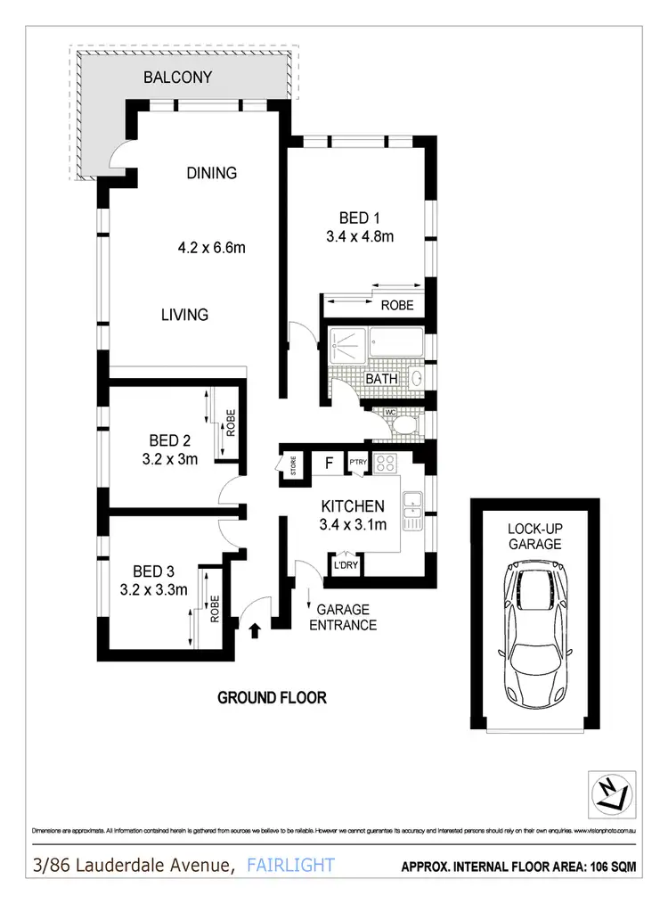 Floorplan of Homely apartment listing, 3/86 Lauderdale Avenue, Fairlight NSW 2094