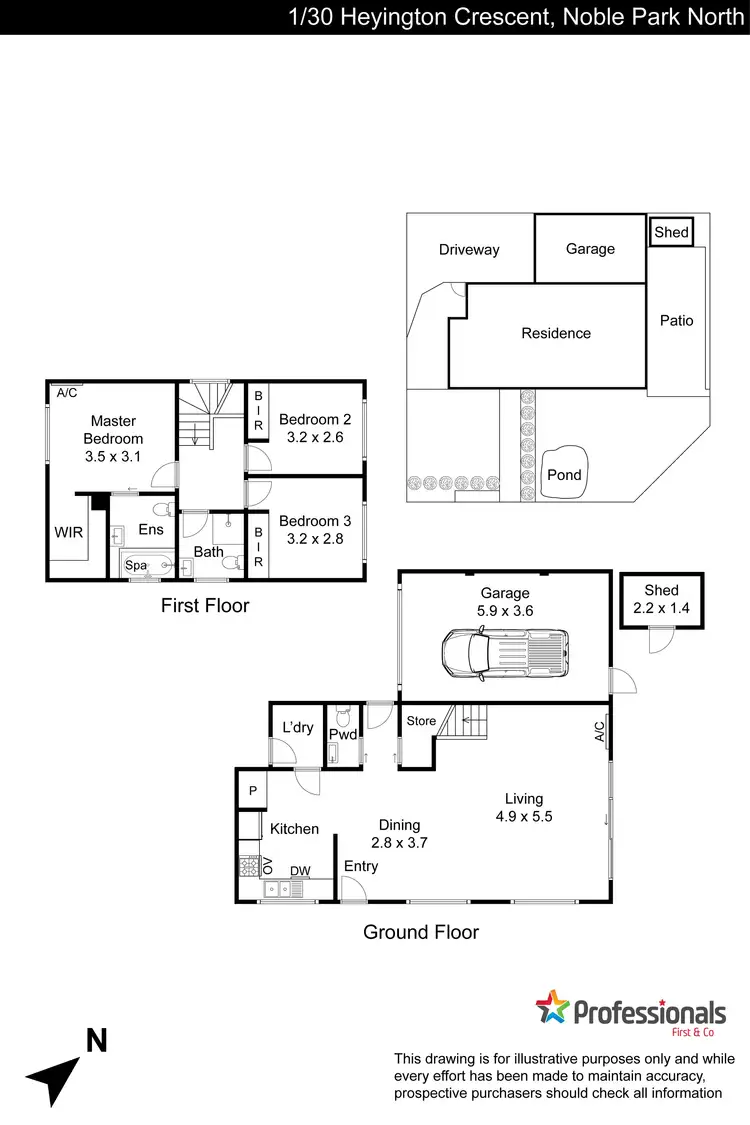 Floorplan of Homely townhouse listing, 1/30 Heyington Crescent, Noble Park North VIC 3174