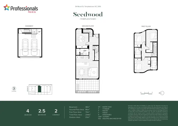 Floorplan of Homely townhouse listing, 3&5/94 Wood Street, Templestowe VIC 3106