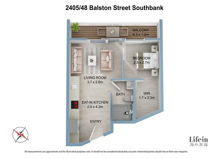 Floorplan of Homely apartment listing, 2405/48 Balston Street, Southbank VIC 3006