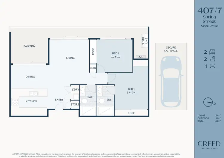 Floorplan of Homely apartment listing, 407/7 Spring Street, Sippy Downs QLD 4556