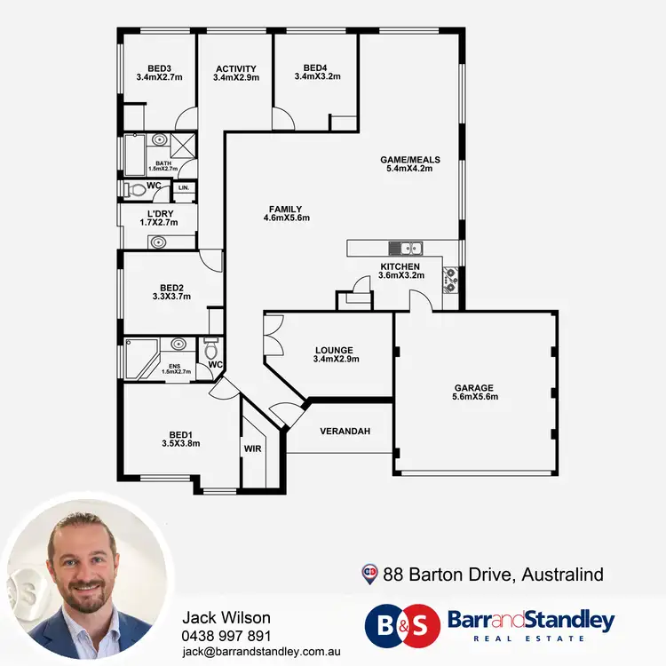 Floorplan of Homely house listing, 88 Barton Drive, Australind WA 6233