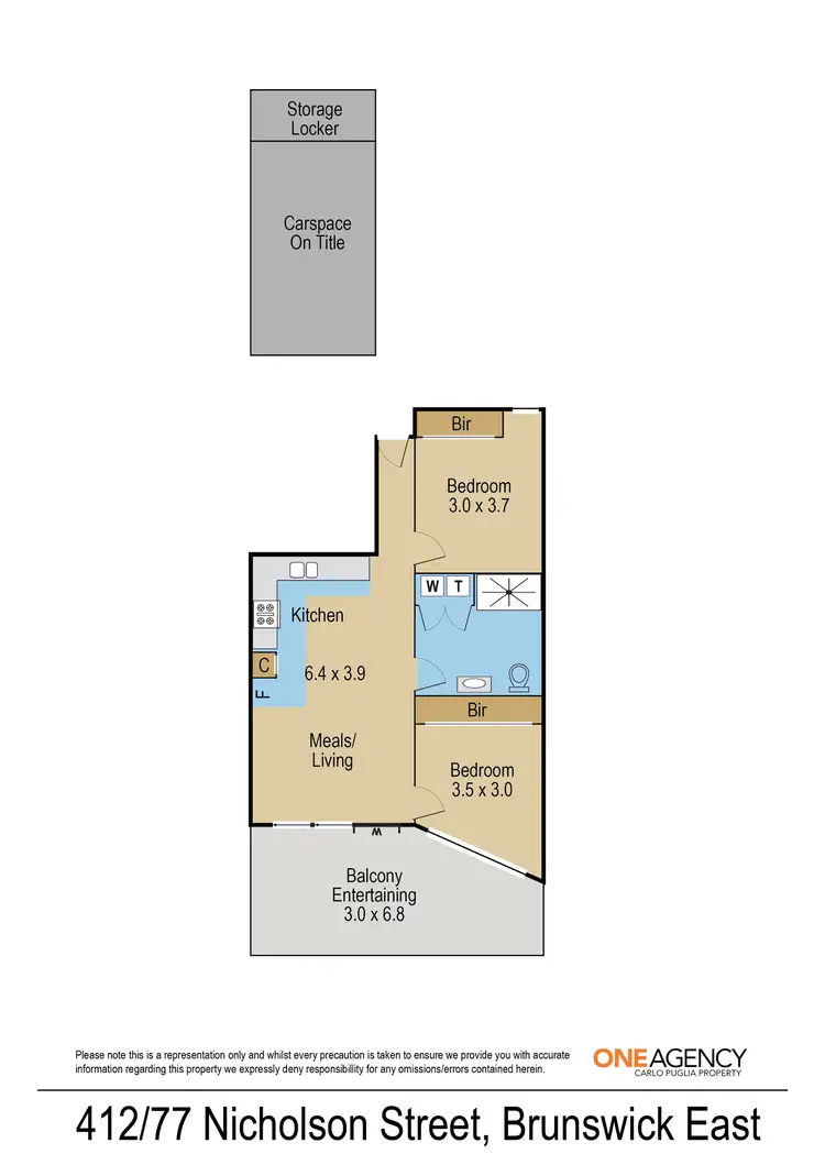 Floorplan of Homely apartment listing, 412/77 Nicholson Street, Brunswick East VIC 3057