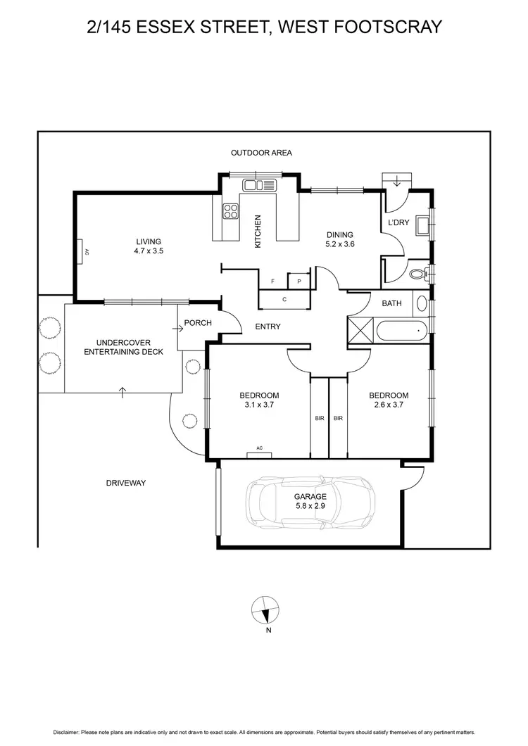 Floorplan of Homely unit listing, 2/145 Essex Street, West Footscray VIC 3012