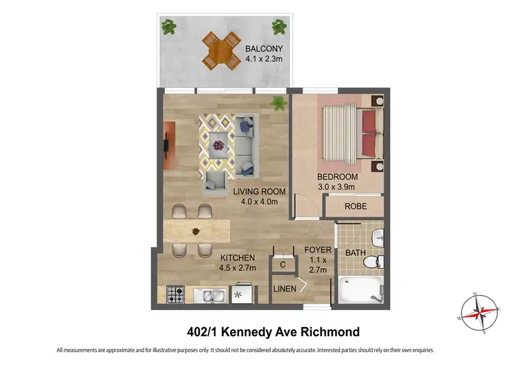 Floorplan of Homely apartment listing, 402/1 Kennedy Avenue, Richmond VIC 3121