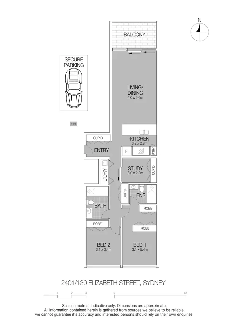 Floorplan of Homely apartment listing, 2401/130 Elizabeth Street, Sydney NSW 2000