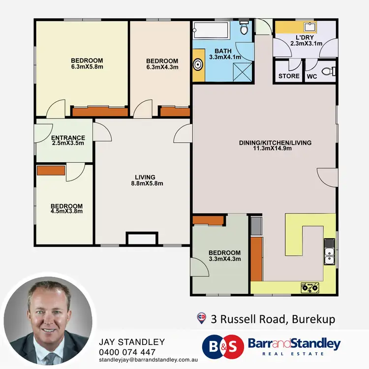 Floorplan of Homely house listing, 3 Russell Road, Burekup WA 6227
