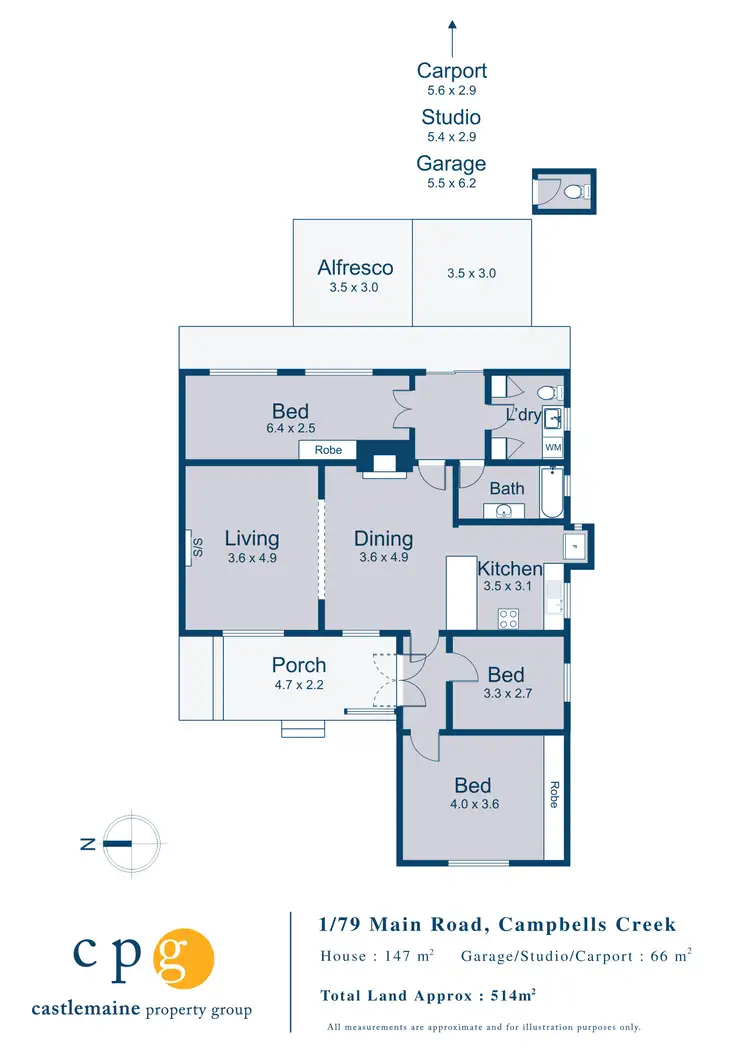 Floorplan of Homely house listing, 1/79 Main Road, Campbells Creek VIC 3451