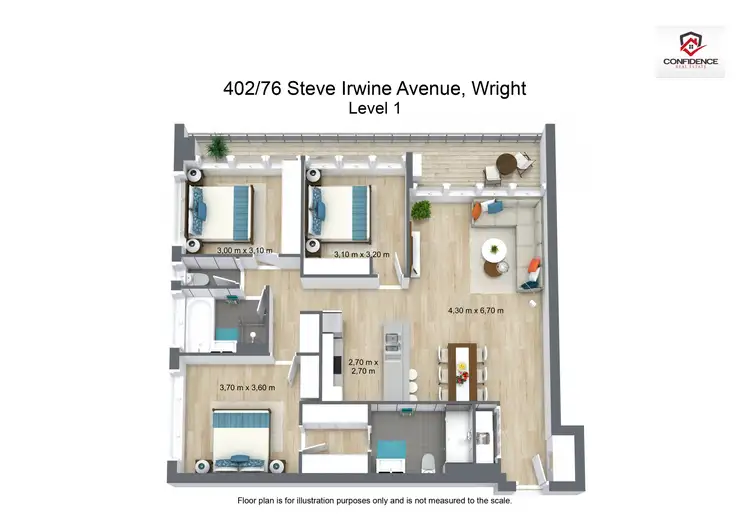 Floorplan of Homely apartment listing, 402/76 Steve Irwin Avenue, Wright ACT 2611