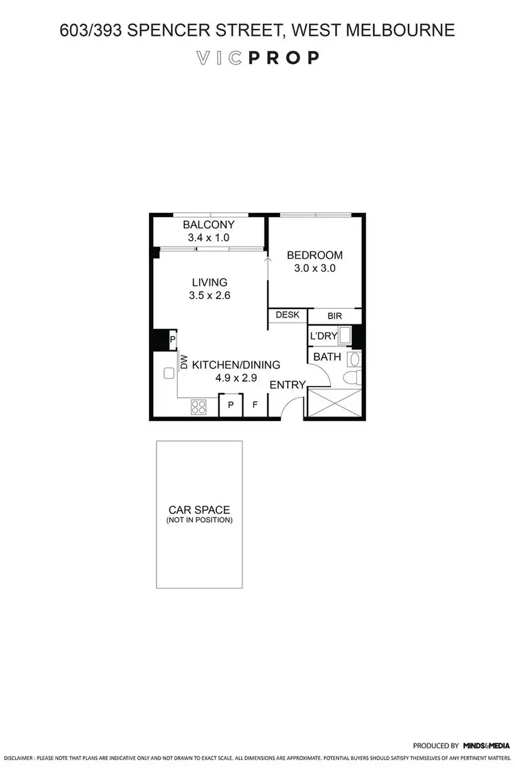 Floorplan of Homely apartment listing, 603/393 Spencer Street, West Melbourne VIC 3003