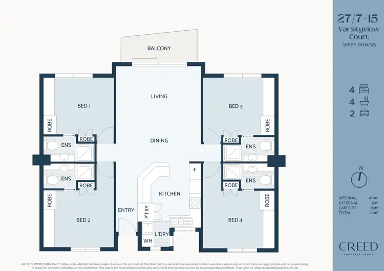 Floorplan of Homely unit listing, 27/7-15 Varsityview Court, Sippy Downs QLD 4556
