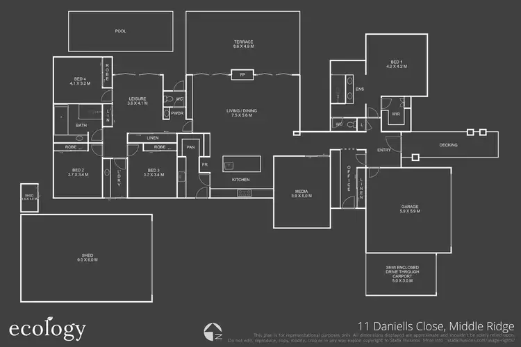 Floorplan of Homely house listing, 11 Daniells Close, Middle Ridge QLD 4350