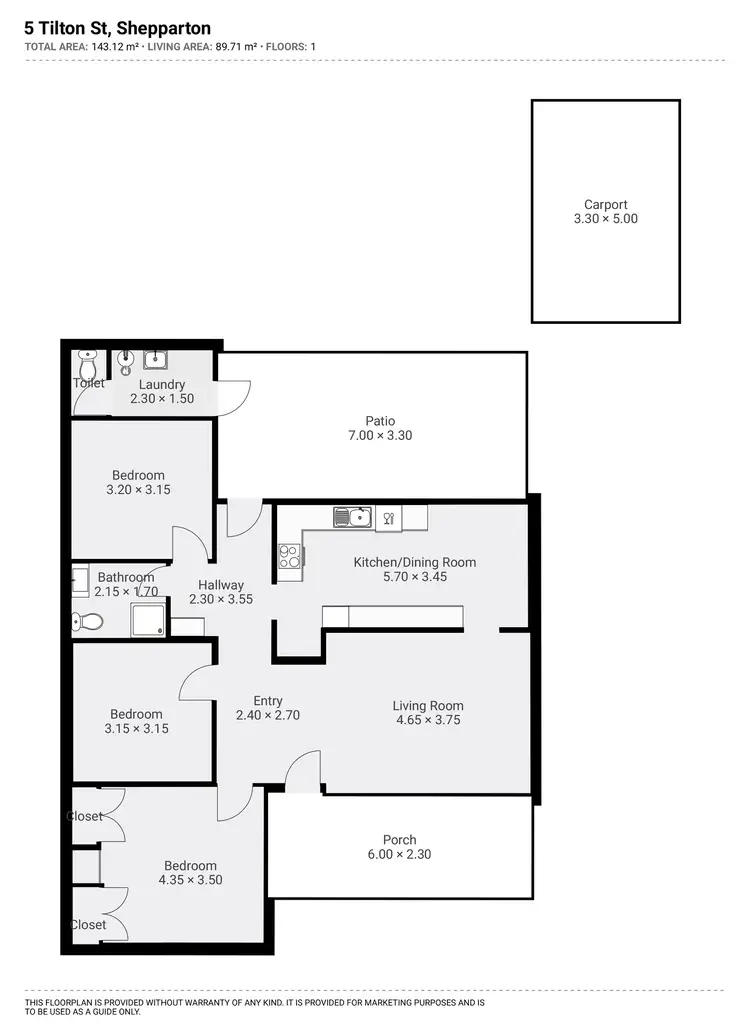 Floorplan of Homely house listing, 5 Tilton Street, Shepparton VIC 3630