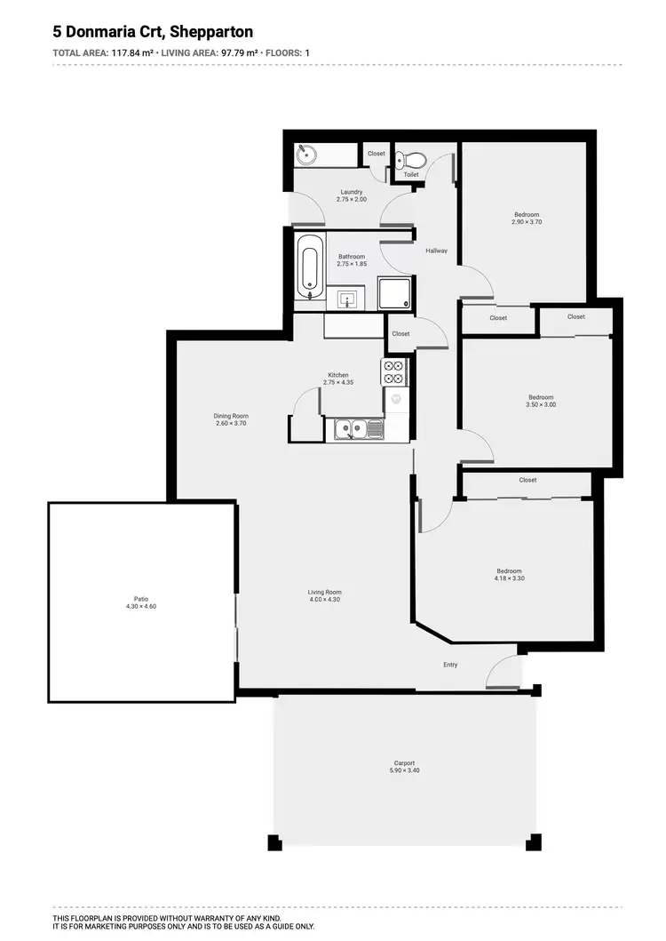 Floorplan of Homely house listing, 5 Donmaria Court, Shepparton VIC 3630