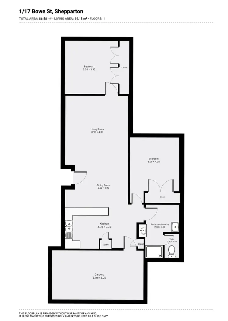 Floorplan of Homely block of units listing, 17 Bowe Street, Shepparton VIC 3630