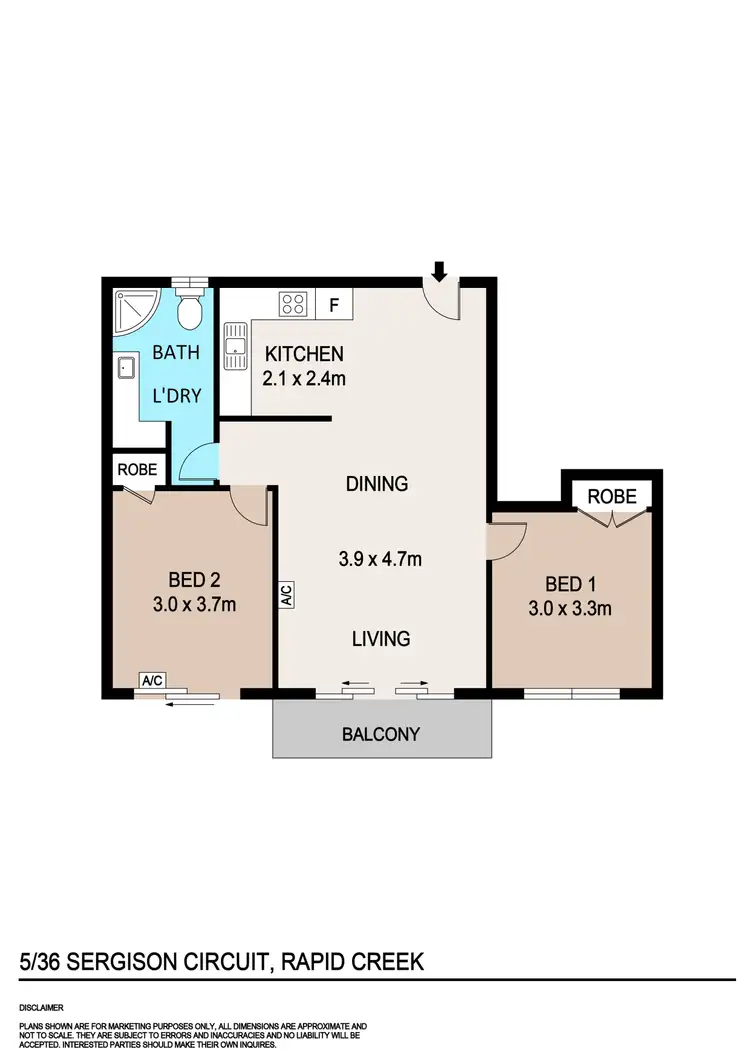 Floorplan of Homely unit listing, 5/36 Sergison Circuit, Rapid Creek NT 810