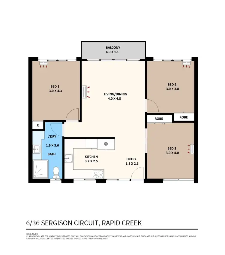 Floorplan of Homely unit listing, 6/36 Sergison Circuit, Rapid Creek NT 810