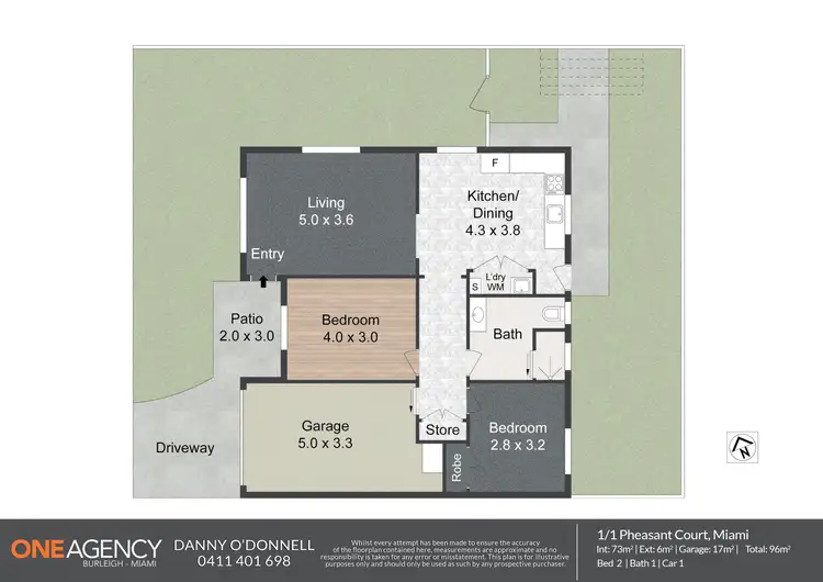 Floorplan of Homely semi-detached listing, 1/1 Pheasant Court, Miami QLD 4220
