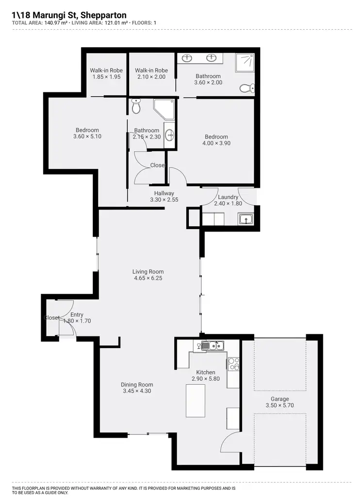 Floorplan of Homely townhouse listing, 1/18 Marungi Street, Shepparton VIC 3630