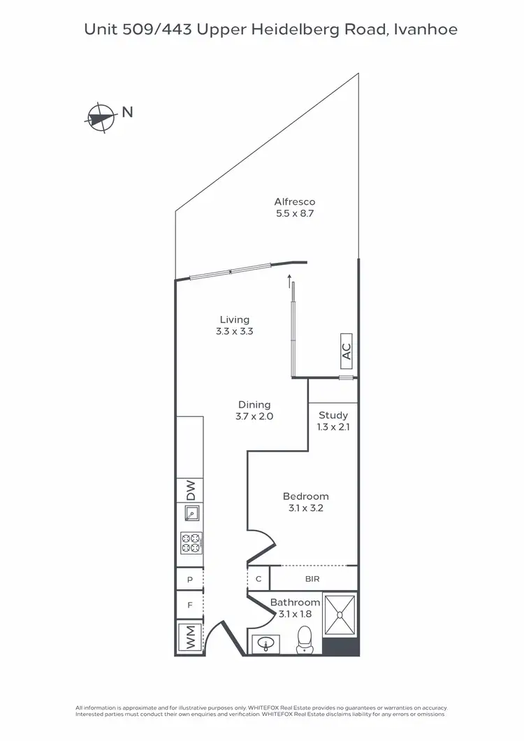 Floorplan of Homely apartment listing, 509/443 Upper Heidelberg Road, Ivanhoe VIC 3079