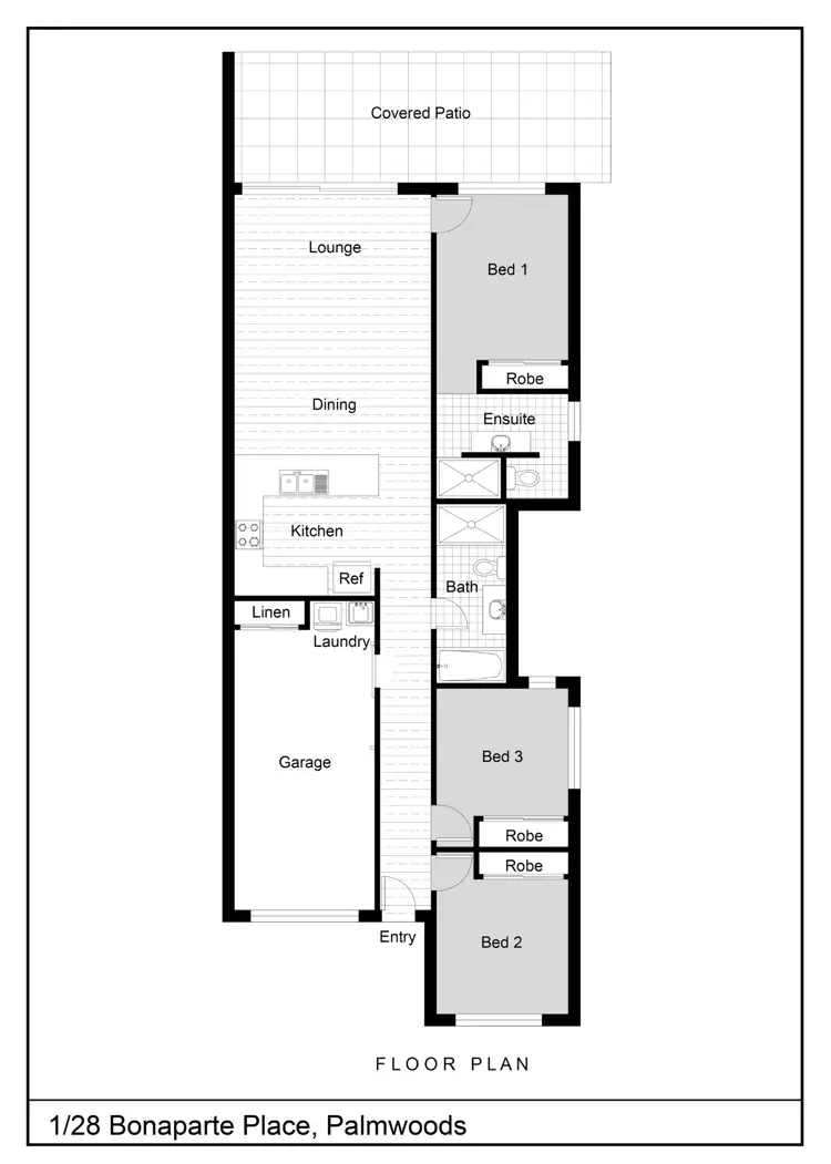 Floorplan of Homely semi-detached listing, 1/28 Bonaparte Place, Palmwoods QLD 4555