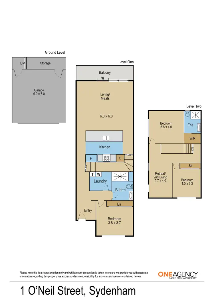 Floorplan of Homely townhouse listing, 1 O'Neil Street, Sydenham VIC 3037