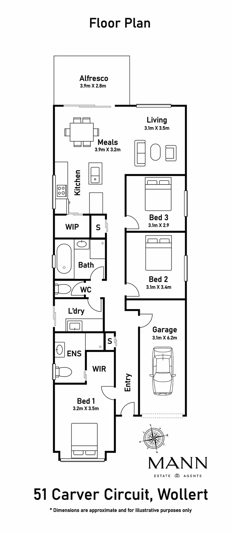 Floorplan of Homely house listing, 51 Carver Circuit, Wollert VIC 3750