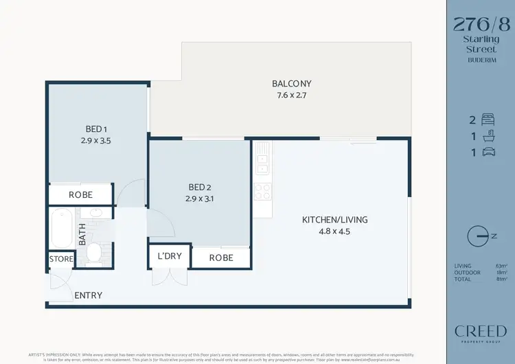 Floorplan of Homely unit listing, 276/8 Starling Street, Buderim QLD 4556