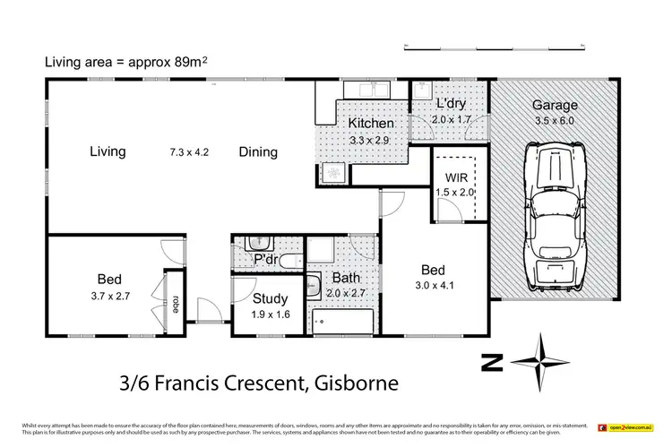 Floorplan of Homely unit listing, 3/6 Francis Crescent, Gisborne VIC 3437