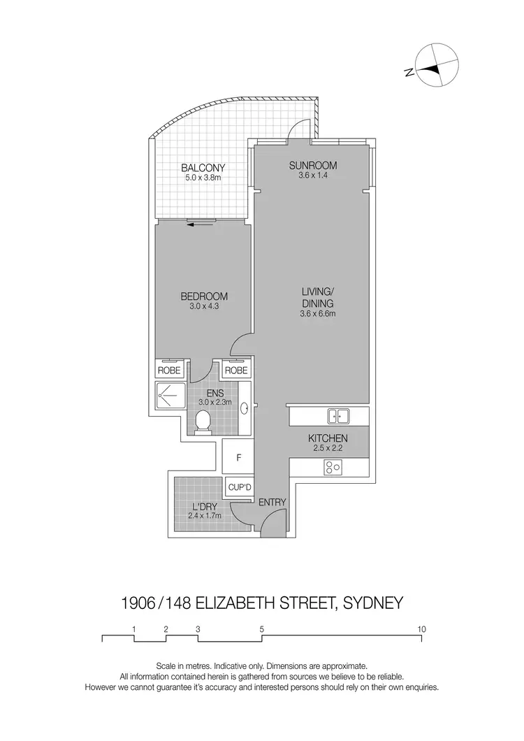 Floorplan of Homely apartment listing, 1906/148 Elizabeth Street, Sydney NSW 2000
