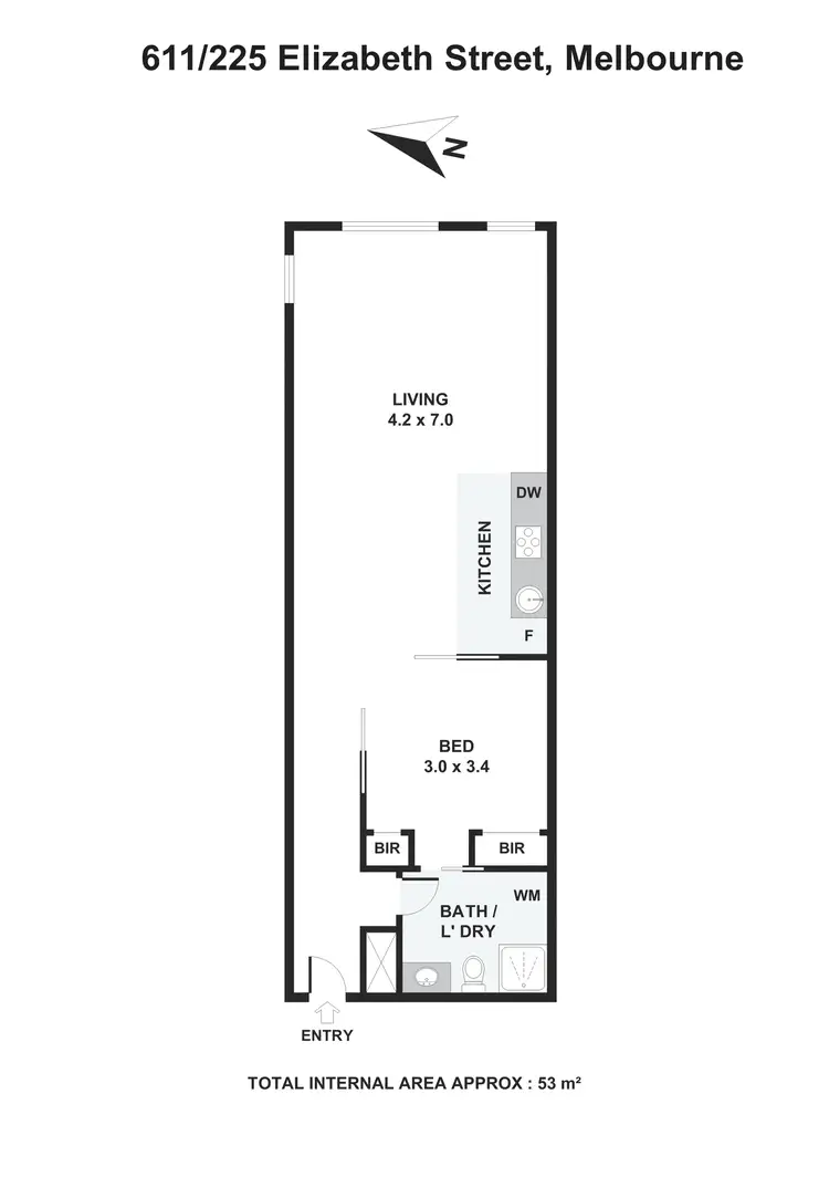 Floorplan of Homely apartment listing, 611/225 Elizabeth Street, Melbourne VIC 3000