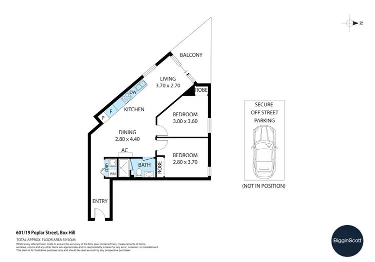 Floorplan of Homely apartment listing, 601/19-21 Poplar Street, Box Hill VIC 3128