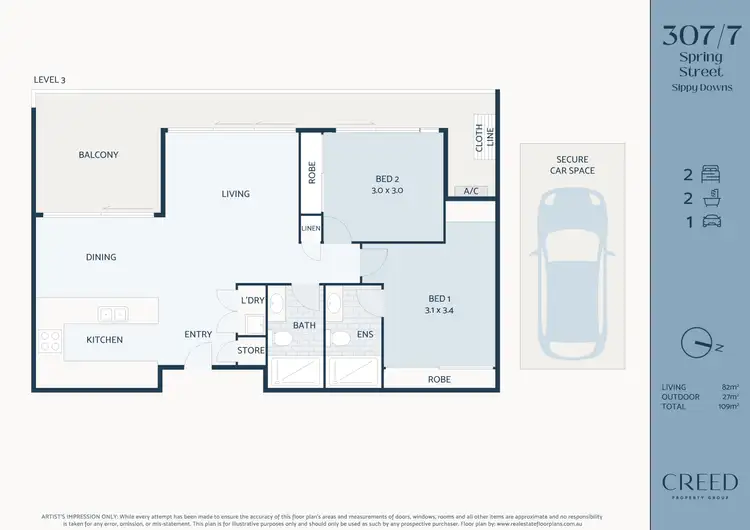 Floorplan of Homely unit listing, 307/7 Spring Street, Sippy Downs QLD 4556
