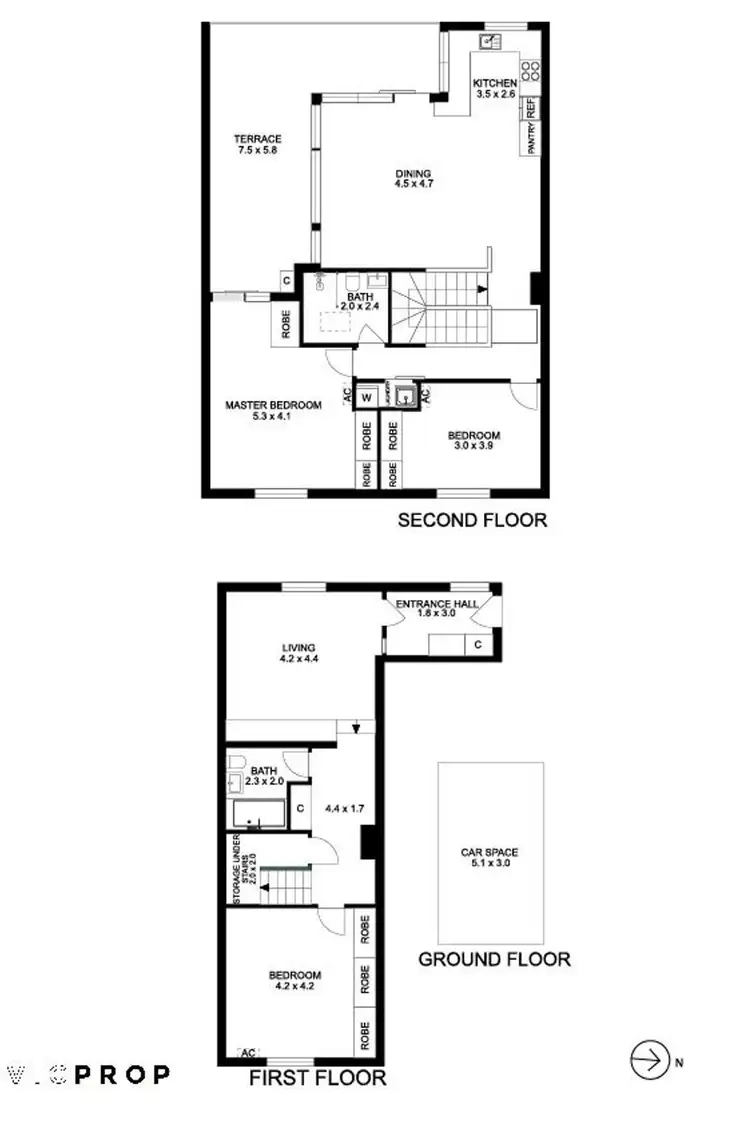 Floorplan of Homely townhouse listing, 18 Macrobertsons Close, Fitzroy VIC 3065