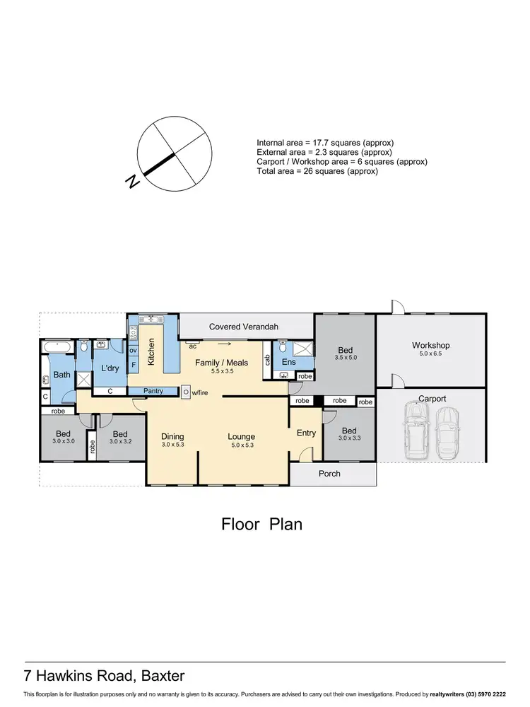 Floorplan of Homely rural property listing, 7 Hawkins Road, Baxter VIC 3911