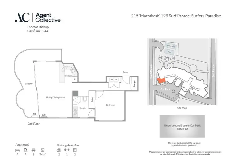 Floorplan of Homely unit listing, 215/9-21 Beach Parade, Surfers Paradise QLD 4217