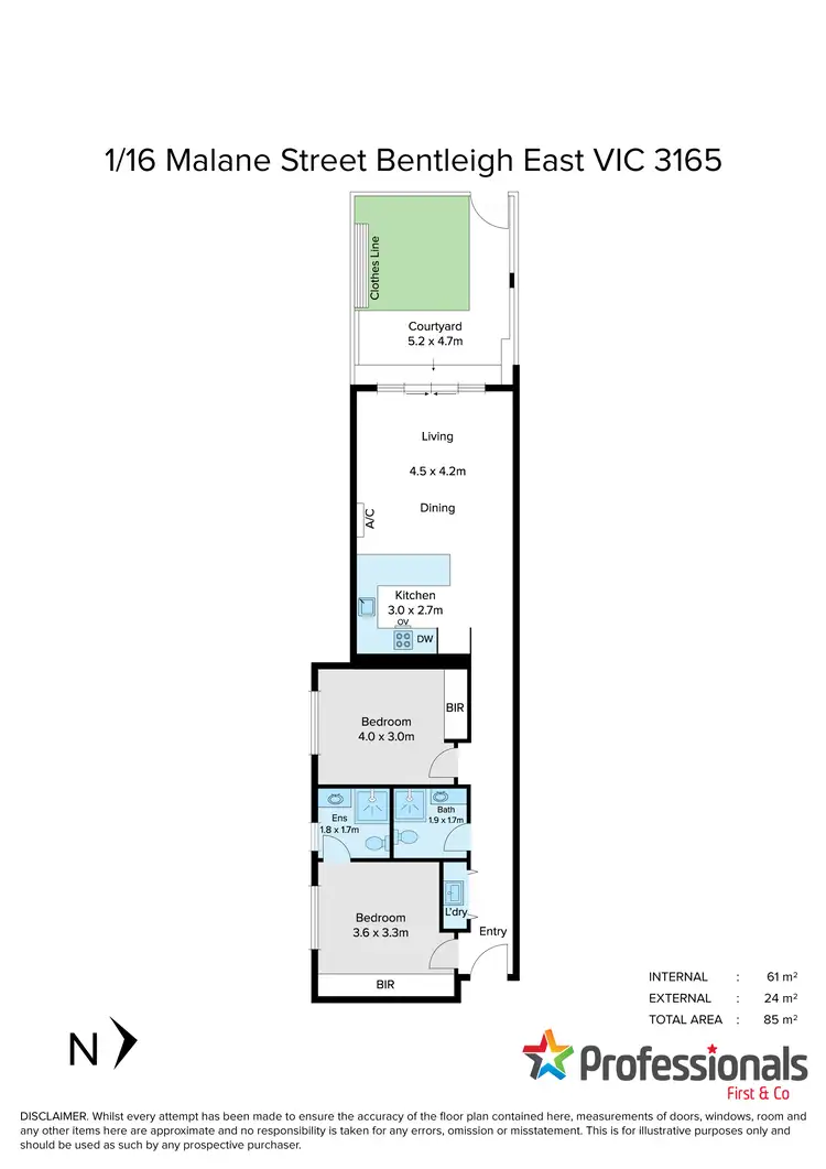 Floorplan of Homely unit listing, 1/16 Malane Street, Bentleigh East VIC 3165