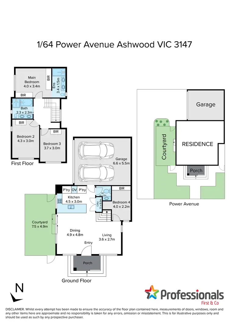 Floorplan of Homely townhouse listing, 1/64 Power Avenue, Ashwood VIC 3147