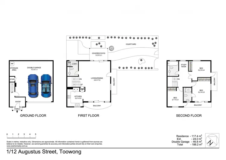 Floorplan of Homely townhouse listing, 1/12 Augustus Street, Toowong QLD 4066