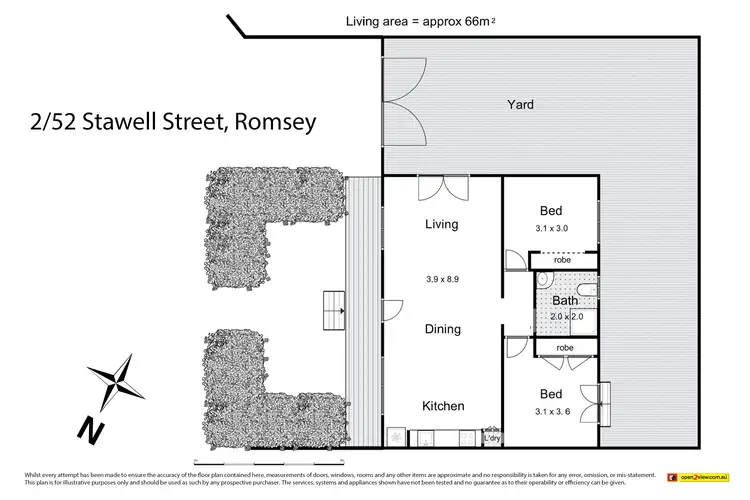 Floorplan of Homely unit listing, 2/52 Stawell Street, Romsey VIC 3434
