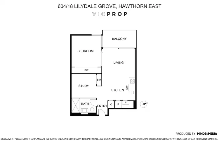 Floorplan of Homely apartment listing, 604/18 Lilydale Grove, Hawthorn East VIC 3123