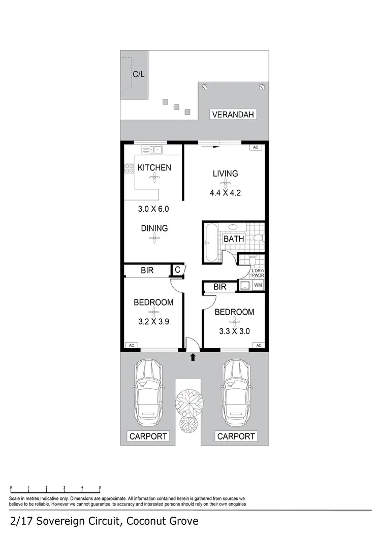 Floorplan of Homely unit listing, 2/17 Sovereign Circuit, Coconut Grove NT 810