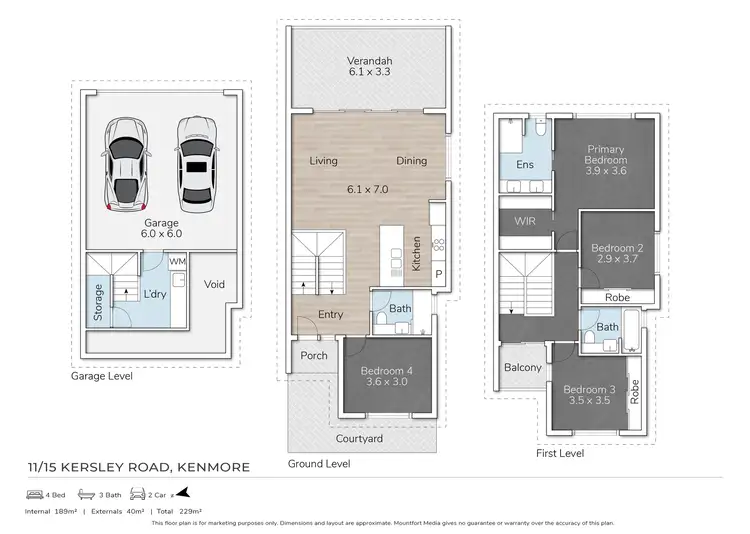 Floorplan of Homely townhouse listing, 11/15 Kersley Road, Kenmore QLD 4069